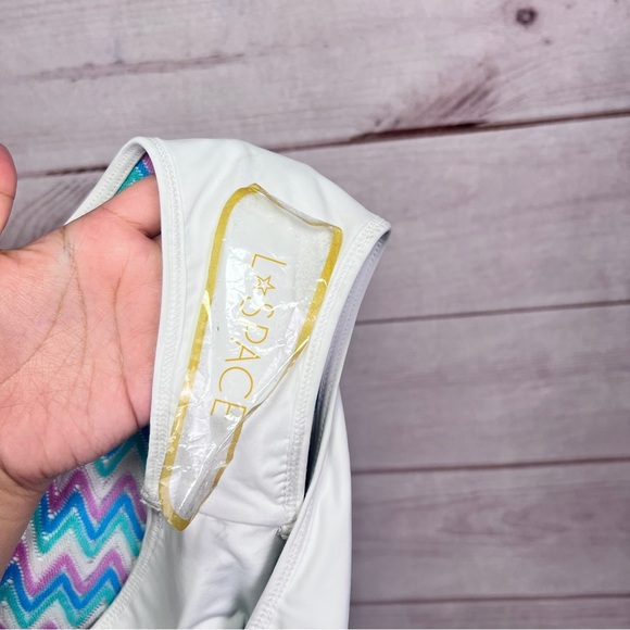 L*Space Mirabella One Piece Swimsuit Halter ZigZag Blue Purple Sz M - Picture 9 of 12